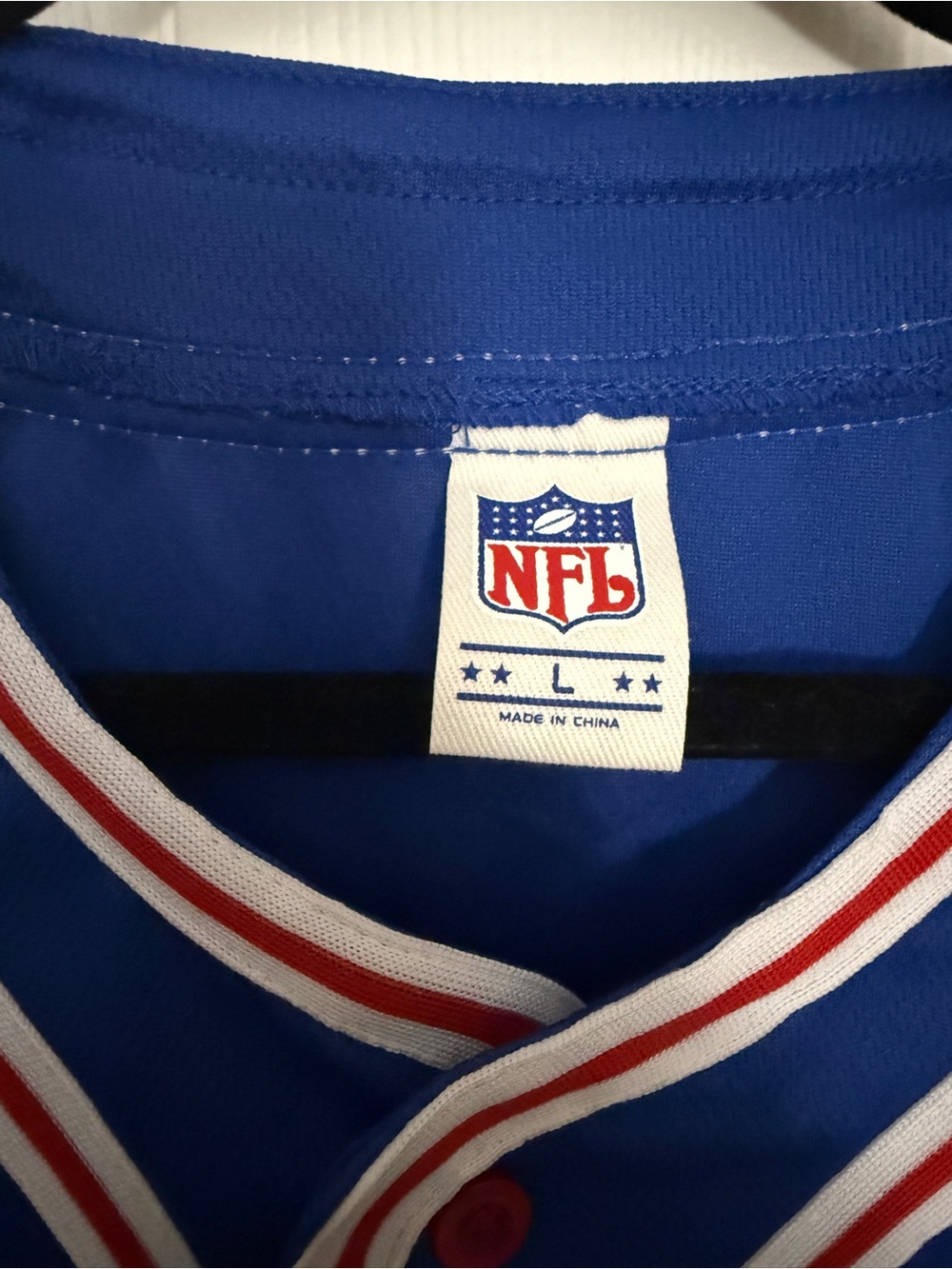 Blue Buffalo Bills Patch Button-Up Jersey with Red Accent - Picture 2 of 4